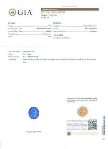 Bleu Saphir - 4.81 ct - Gemological Institute of America