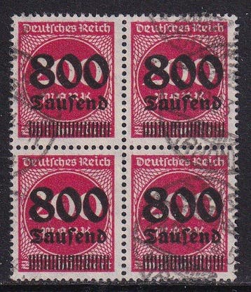 Duitse Rijk 1923 - Samenstelling blokken van 4 en een strip