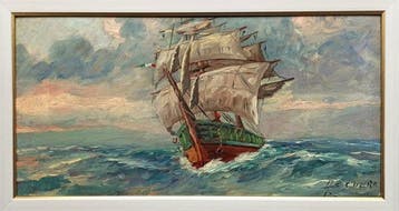 Assuero Fogli (1915-2001) - Veliero in mare aperto