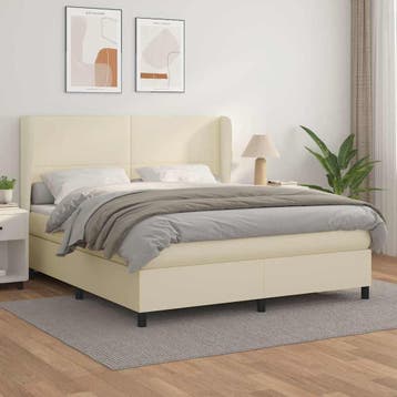 vidaXL Boxspring met matras kunstleer crèmekleurig 160x200, Verzenden, Nieuw