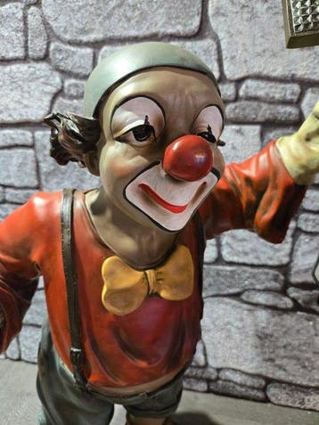 Act France - Statue, Clown als fotograaf met hond - 65 cm -, Antiek en Kunst