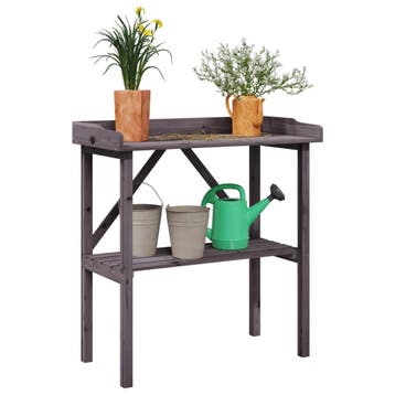 vidaXL Plantentafel met schap 78x38x82,5 cm vurenhout grijs, Verzenden