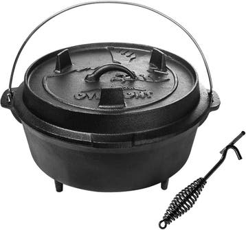 Overmont Dutch Oven 8.8L 2-in-1 | Retour deal | Sla je slag, Verzenden, Gebruikt, Gietijzer, Koekenpan of Braadpan