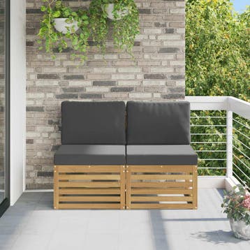 vidaXL 2 Stuk Buiten Midden Sofa Massief Acacia Hout Wit, Verzenden, Nieuw