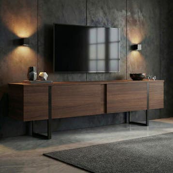 Evila TV-meubel - Zwart/Houtkleurig - Nieuw/Ongebruikt -, Verzenden, 150 tot 200 cm, Nieuw, Scandinavisch