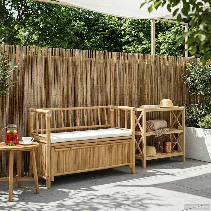 vidaXL Tuinkast Bank 110 x 47 x 80 cm Bamboe Naturel, Tuin en Terras, Tuinsets en Loungesets, Nieuw, Verzenden