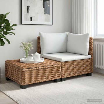 vidaXL 2 st Rieten Loungeset met Kussens GENDT Natuurlijk, Verzenden, Nieuw