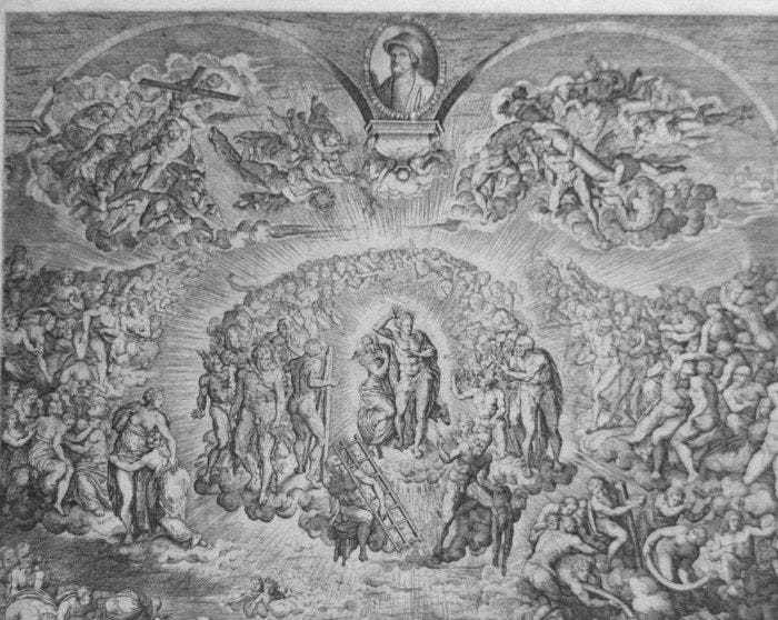 Martino Rota ( 1520-1583) - The Last Judgment, after, Antiquités & Art, Antiquités | Autres Antiquités