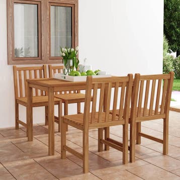 vidaXL 5-delige tuinset 120x70 cm massief teakhout, Verzenden, Nieuw, Tuinset