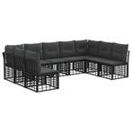 vidaXL Buiten bank set met kussen 9 pcs Zwart Polyester, Verzenden