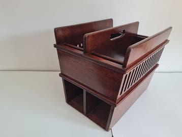 Tijdschriftenhouder - Vintage houten kranten- en