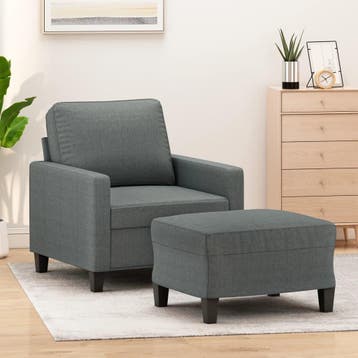 vidaXL Fauteuil met voetenbank 60 cm stof donkergrijs, Huis en Inrichting, Zetels | Zetels, Verzenden, Nieuw