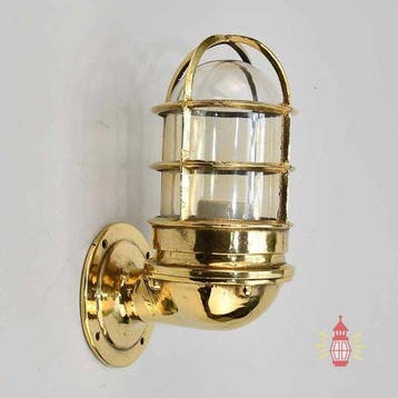 Brass nautical bulkhead - Wandlamp - Messing, Glas -