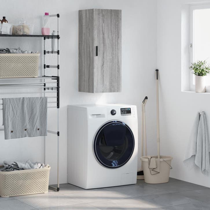 vidaXL Bovenkast 34,5x34x90 cm grijs sonoma eikenkleurig, Maison & Meubles, Armoires | Dressoirs, Envoi