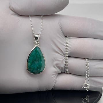 Zilver - Hanger - Natuurlijke smaragd