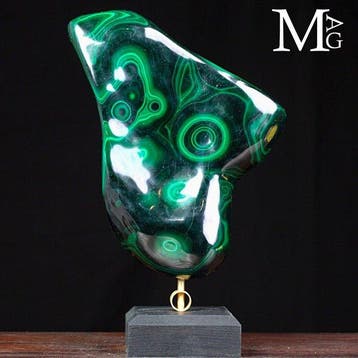 AAA Kwaliteit Malachiet - Miniere Etoile - Houten en Messing