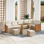 vidaXL Tuinbank Set met kussen 9 pcs Beige en Crème, Tuin en Terras, Verzenden, Nieuw