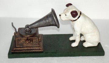 Gietijzeren HMV His Masters Voice Dog and Record, Antiquités & Art