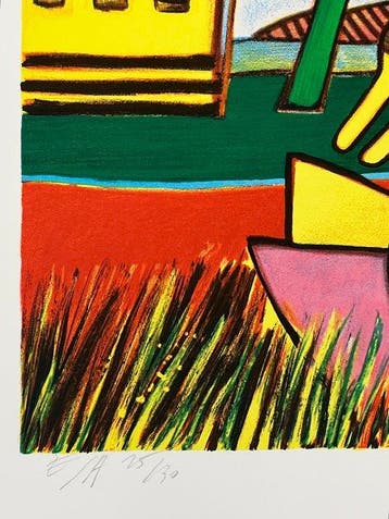 Corneille (1922-2010) - Lithographie Le chat jaune, 2002, Antiquités & Art
