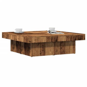 vidaXL Salontafel 90x90x28 cm bewerkt hout oud houtkleurig, Verzenden