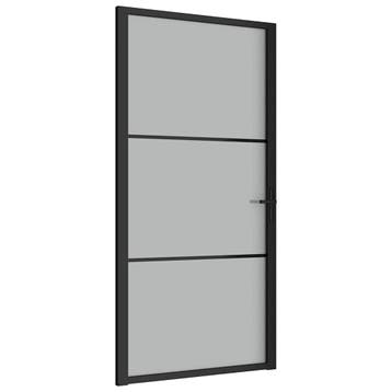 vidaXL Binnendeur 102,5x201,5 cm matglas en aluminium zwart, Verzenden, Nieuw