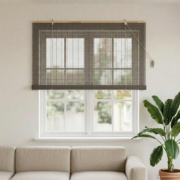 vidaXL Rolgordijn Grijs 160 x 160 cm Bamboe, Huis en Inrichting, Stoffering | Gordijnen en Lamellen, Nieuw, Verzenden