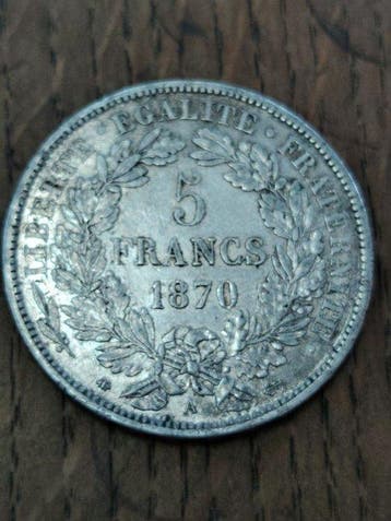 France. IIIe République (1870-1940). 5 Francs 1870-A, Paris
