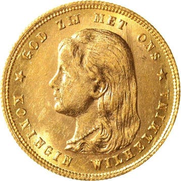 Pays-Bas. Wilhelmina. 10 Gulden 1897 over 189_ positiestreep
