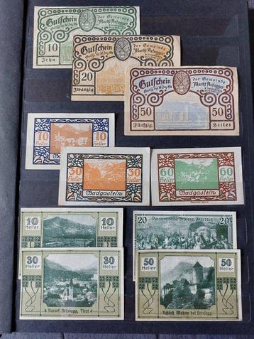 Oostenrijk. - 136 Notgeldscheine im Album Heller 1920s