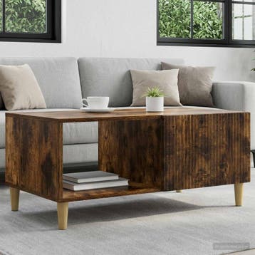 vidaXL Salontafel Gerookt eiken 90 x 50 x 40 cm Bewerkt hout, Verzenden, Nieuw