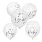 Confetti Ballonnen Hey Baby 30cm 5st, Verzenden, Nieuw
