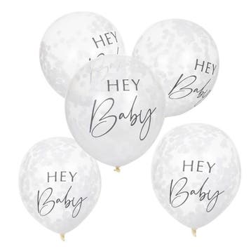 Confetti Ballonnen Hey Baby 30cm 5st, Verzenden, Nieuw