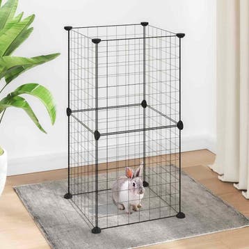 vidaXL Huisdierenkooi met 8 panelen 35x35x70 cm staal zwart, Verzenden, Nieuw