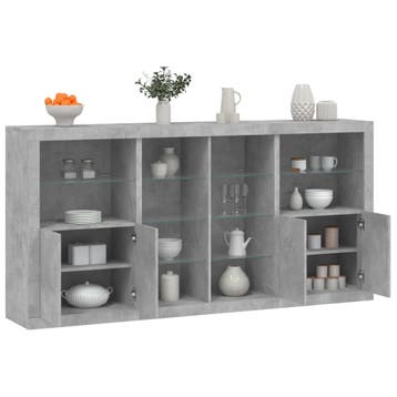 vidaXL Dressoir met LED-verlichting 202x37x100 cm betongrijs, Verzenden