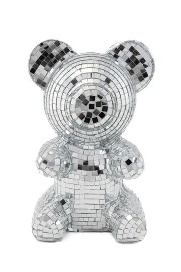 KIMU® Teddybeer 19 cm Spiegeltjes Zilver Beer Discobal Pop B, Ophalen of Verzenden, Nieuw