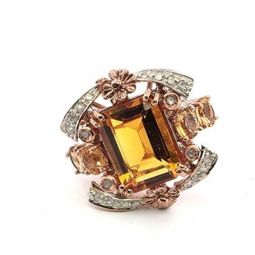 Zonder minimumprijs - Ring - 9 kt. Roségoud, Zilver Spinel -