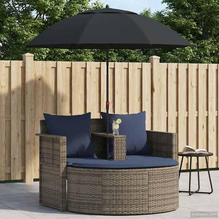 vidaXL Tuin Sofa 8 st poly rattan Grijs en Marineblauw, Jardin & Terrasse, Chaises longues, Envoi