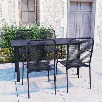 vidaXL 5-delige Tuinset glas en staal zwart, Tuin en Terras, Verzenden, Nieuw, Tuinset