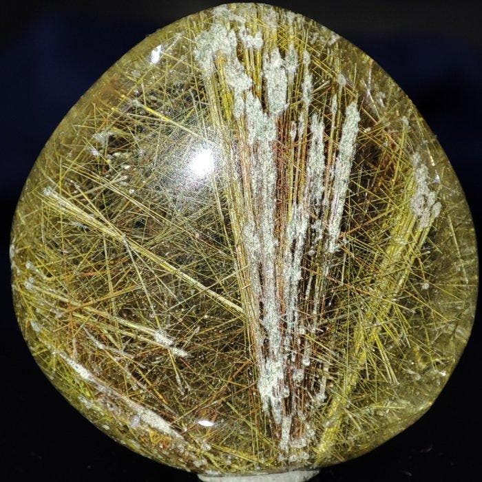 Zeer zeldzaam, prachtig natuurlijk goudrutielkwarts kristal, Verzamelen, Mineralen en Fossielen