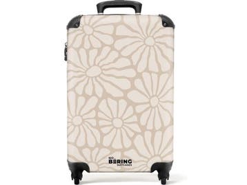 Veiling - Koffer handbagage beige bloemen, Handtassen en Accessoires, Koffers, Nieuw