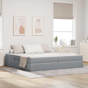 vidaXL Opbergbed met matras Lichtgrijs 200 x 200 cm, Verzenden