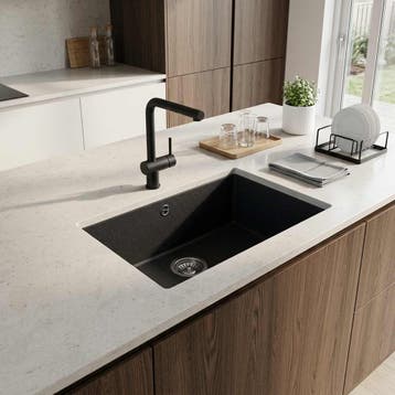vidaXL Enkele keukenspoelbak Graniet 47 x 44 x 19 cm Grafiet, Verzenden, Nieuw