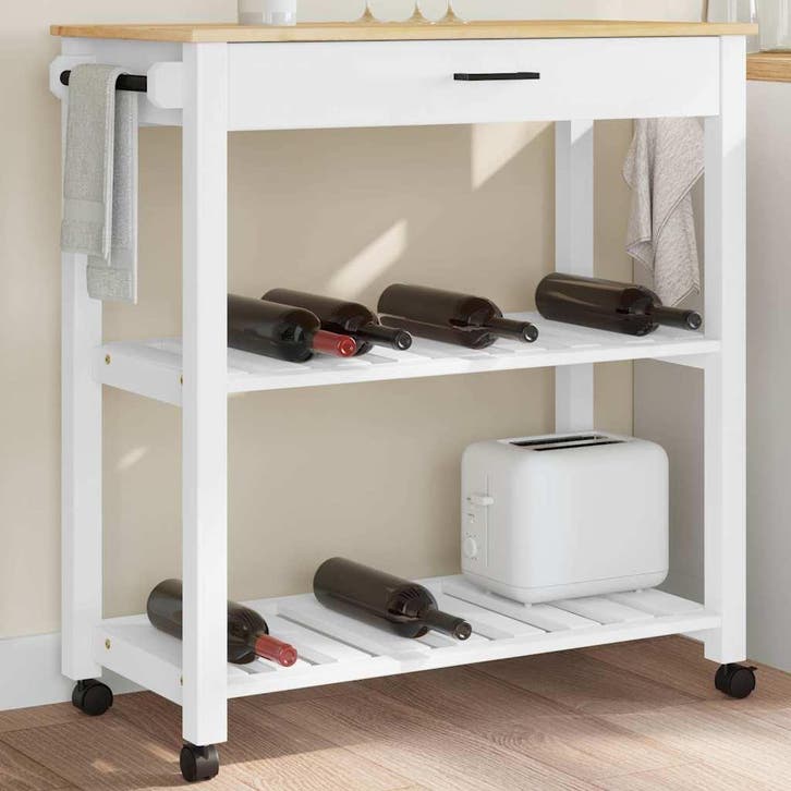 vidaXL Keukentrolley MONZA 84x40x88,5 cm massief grenenhout, Huis en Inrichting, Keuken | Keukenbenodigdheden, Nieuw, Verzenden