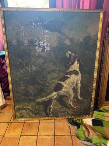 Europese school (XIX) - Chien de chasse à l’arrêt devant un