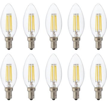 LED Lamp 10-Pack E14 - Dimbare Filament Kaarslamp Warm Wit 2, Verzenden, Nieuw