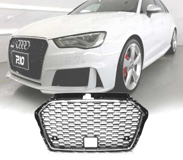 Calandre Pour Audi A3 8V 16-19 Look Rs3 Noir Chromé, Auto-onderdelen, Carrosserie, Verzenden