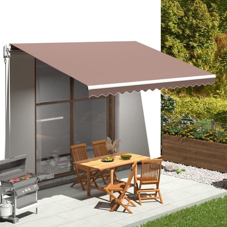 vidaXL Vervangingsdoek voor luifel 4,5x3,5 m polyester bruin, Jardin & Terrasse, Protection solaire, Envoi