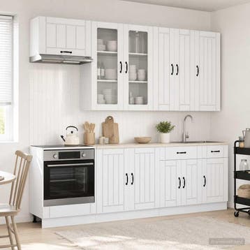 vidaXL Keukenblok LUCCA 8 st Hoogglans Wit Bewerkt hout, Verzenden, Nieuw