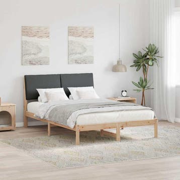 vidaXL Bedframe Bruin en donkergrijs 160 x 200 cm Massief, Maison & Meubles, Chambre à coucher | Lits, Verzenden