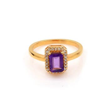 Trouwring - 14 karaat Geel goud - 1.07ct. tw. Amethist -